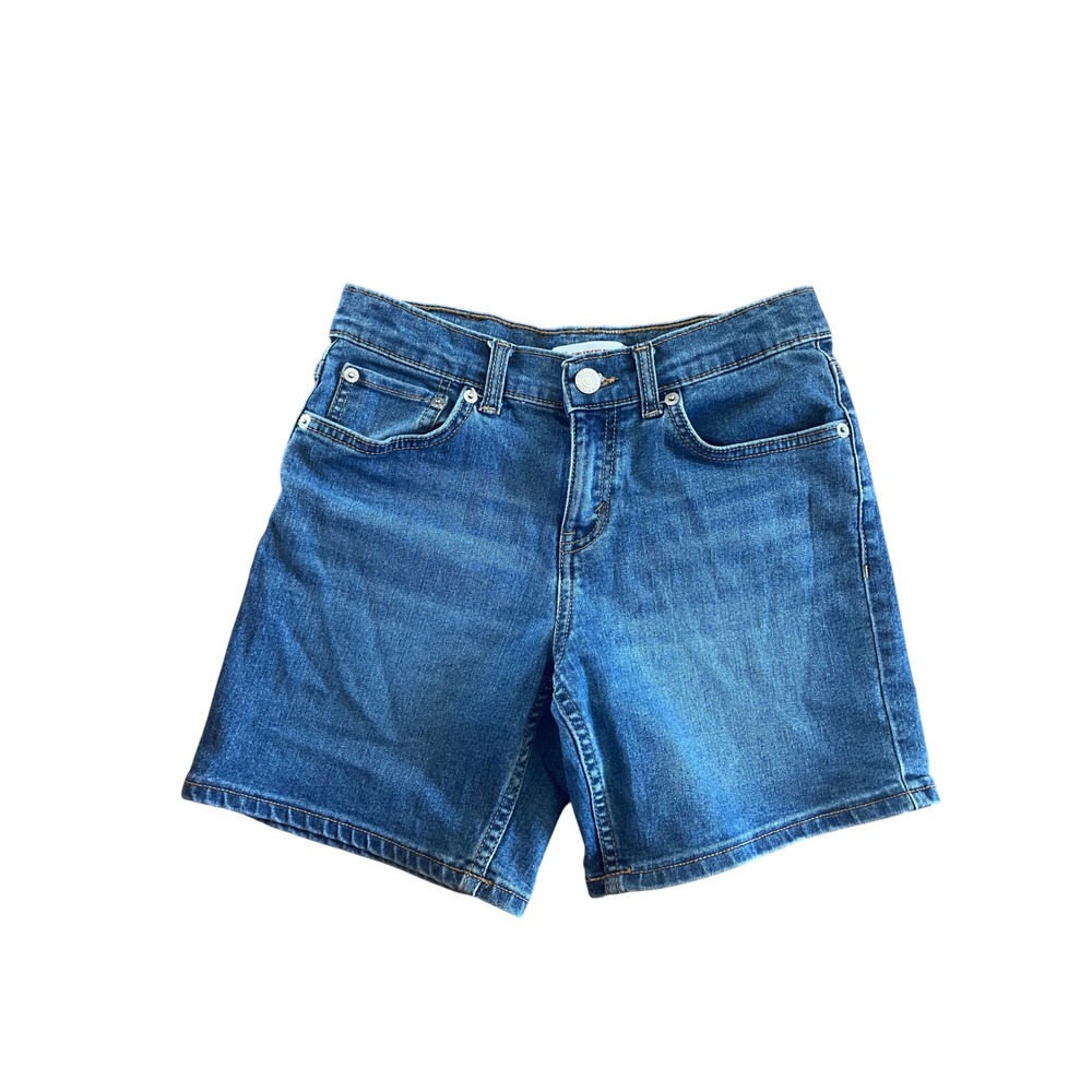 Levis Kids Girls Girlfriend Midi Shorts Blue Denim Adjustable Waist Size 10/12
